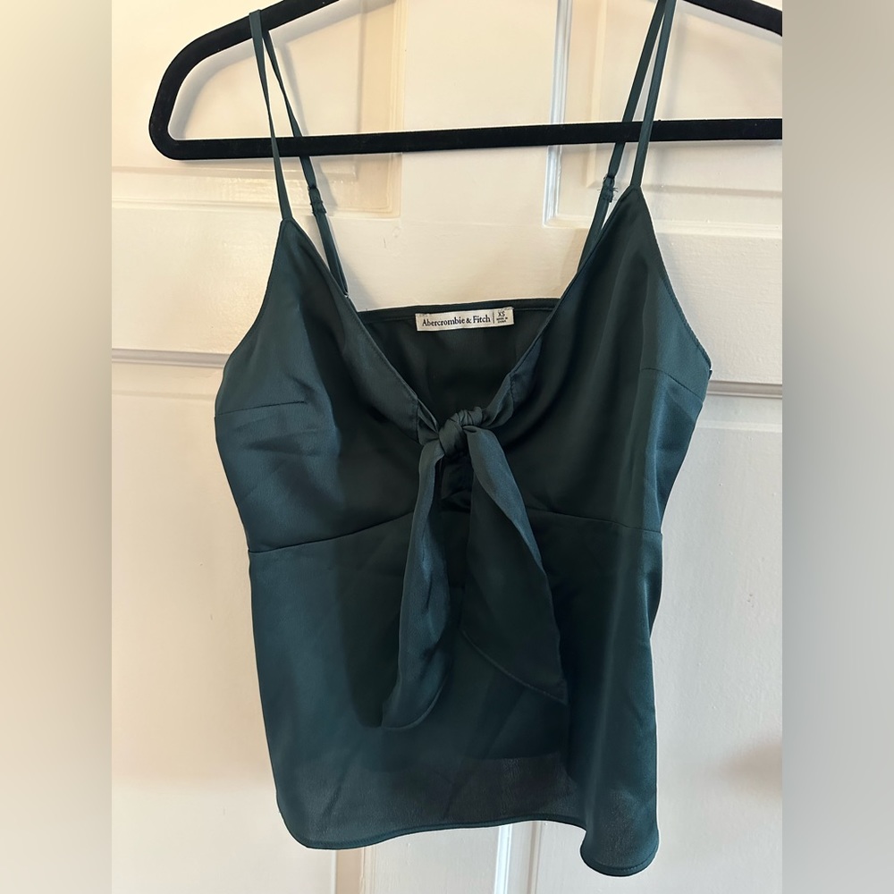 Abercrombie & Fitch emerald green satin blouse
